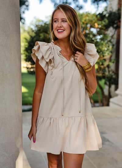The Beige Fall Mini Dress