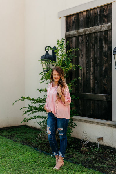 Coral Lace Blouse