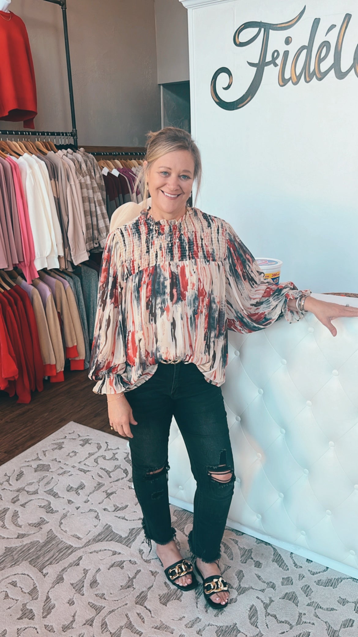 Forever Fall Splatter Paint Blouse