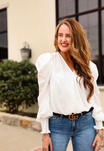 White Bold Sleeve Bodysuit