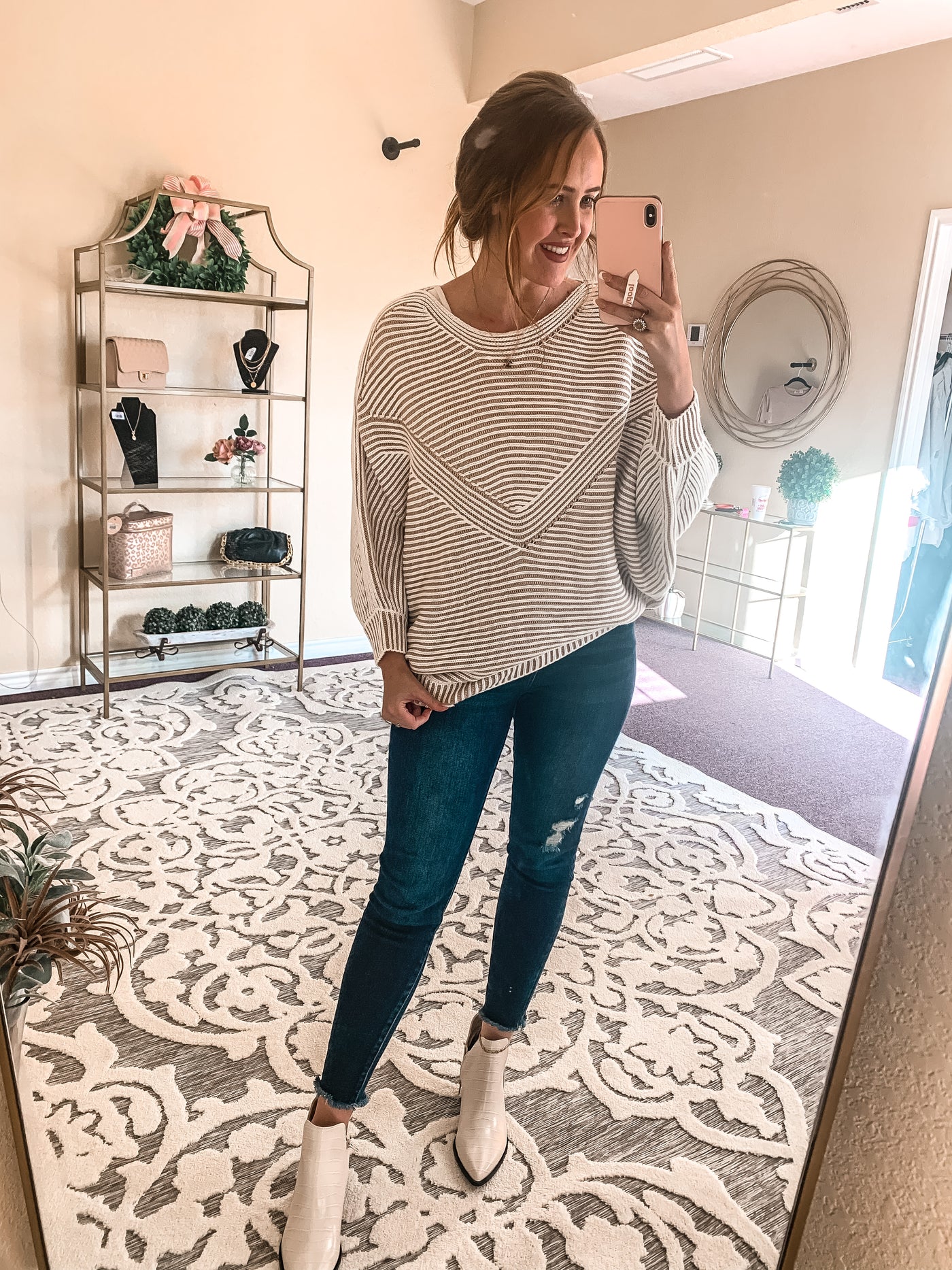 Oatmeal Knit Balloon Sleeve Sweater