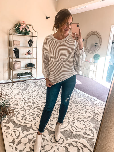 Oatmeal Knit Balloon Sleeve Sweater