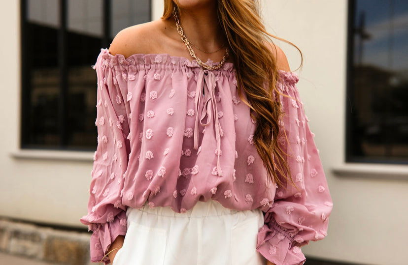 Annistyn Pink Off the Shoulder Top