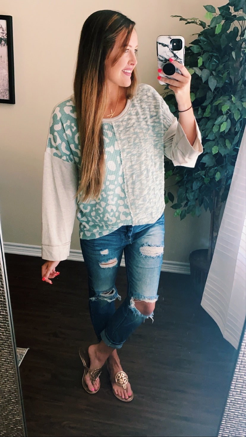 Leopard Block Light Weight Sweater