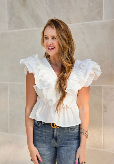 White Peplum Top