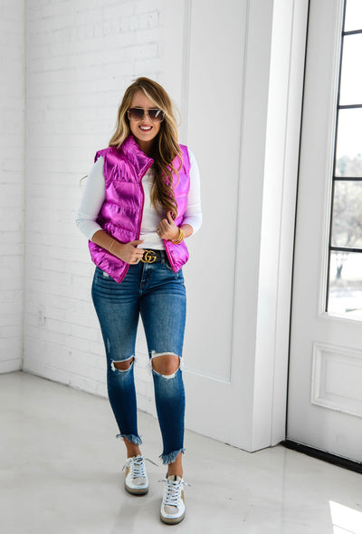 Metallic Pink Puffer Vest