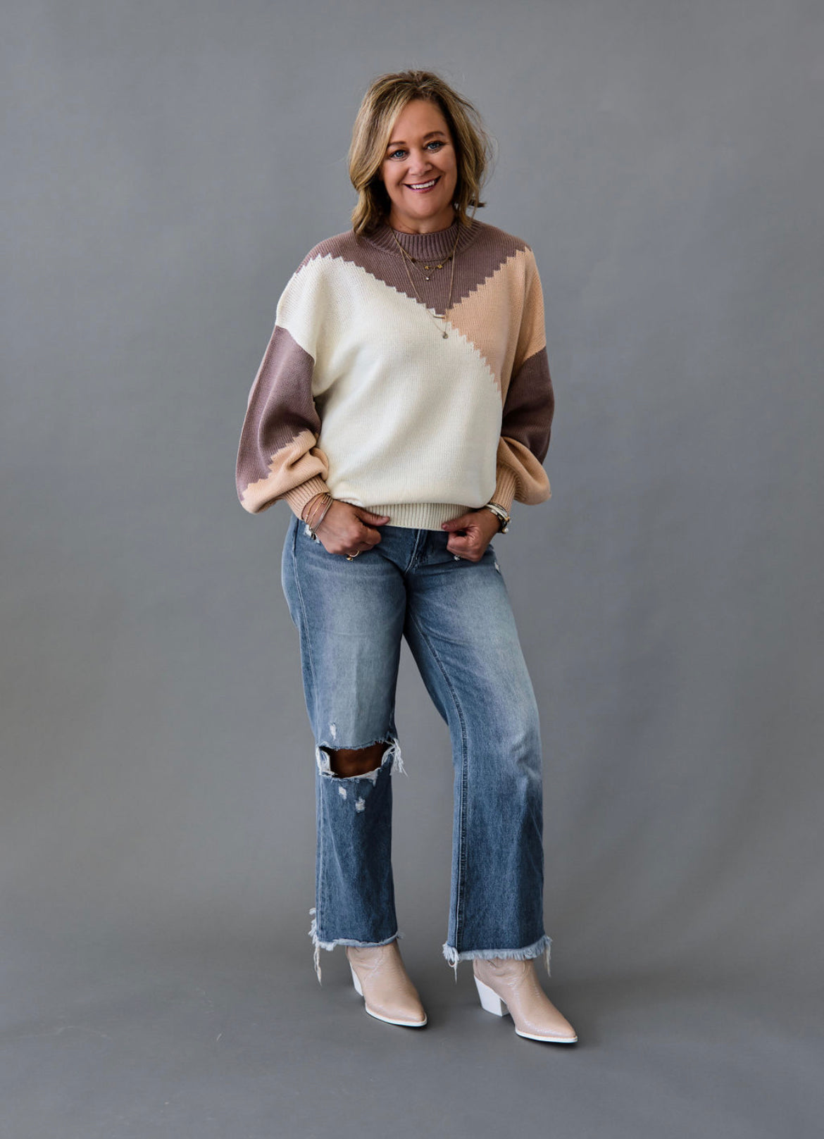 Misty Mocha Colorblock Sweater – Fidèle by K Hill