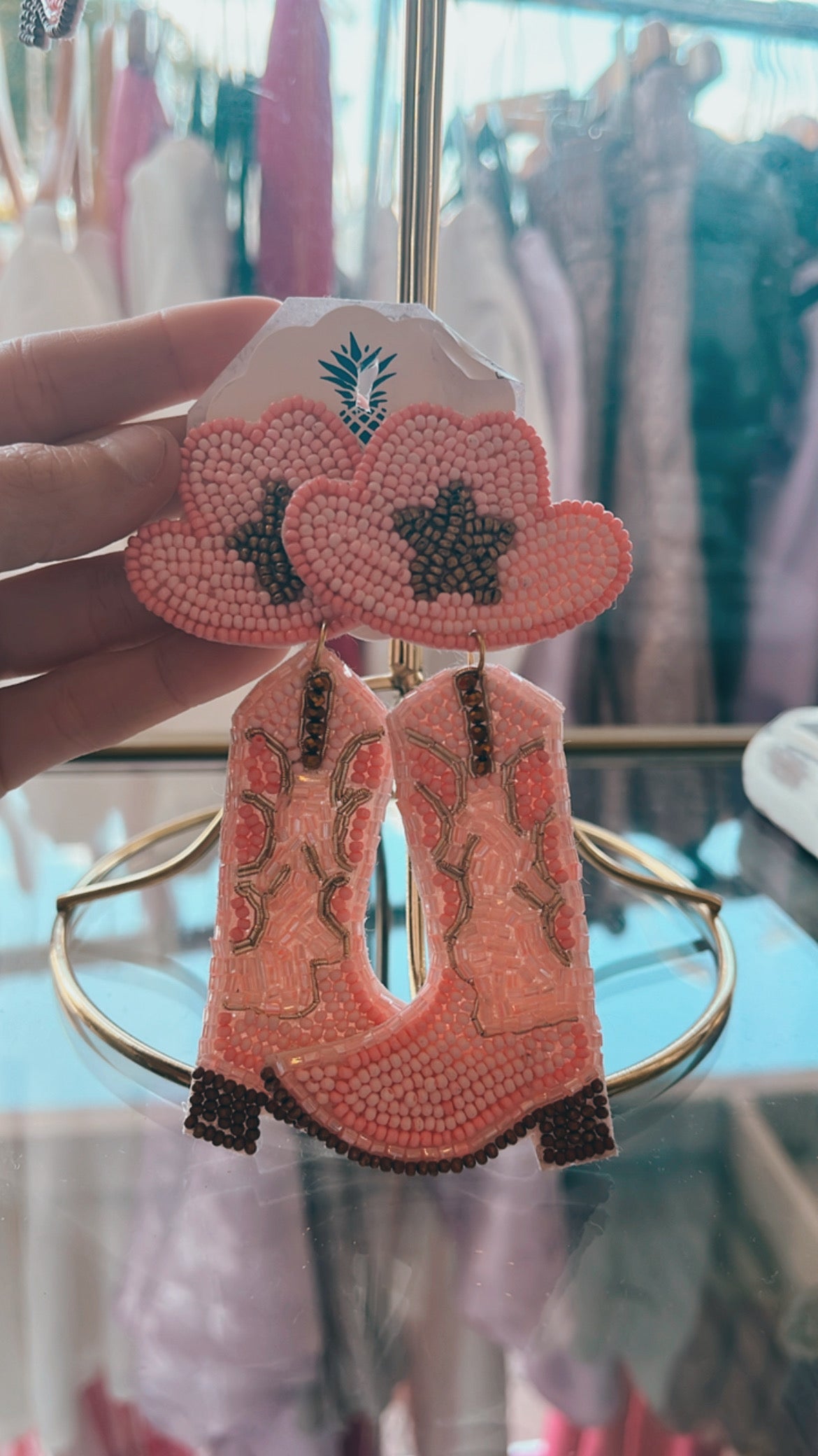Pink Cowgirl Hat & Boots Earrings