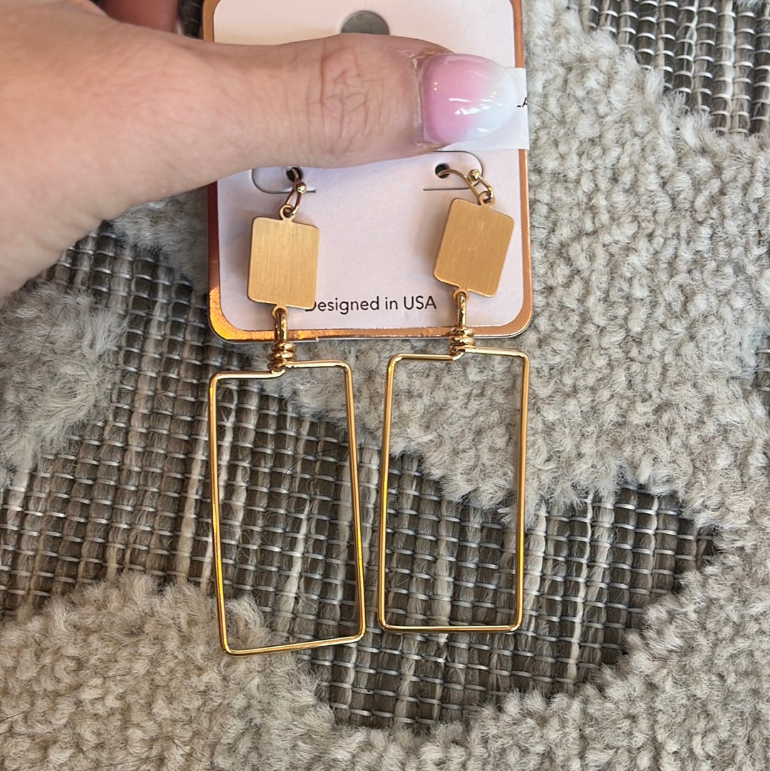 Kenzie Gold Rectangular Earring