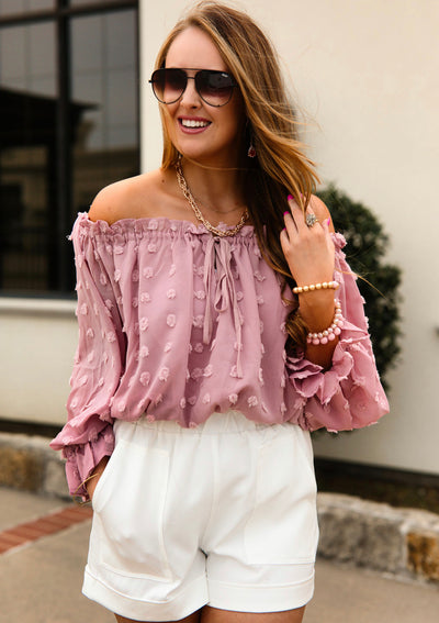 Annistyn Pink Off the Shoulder Top