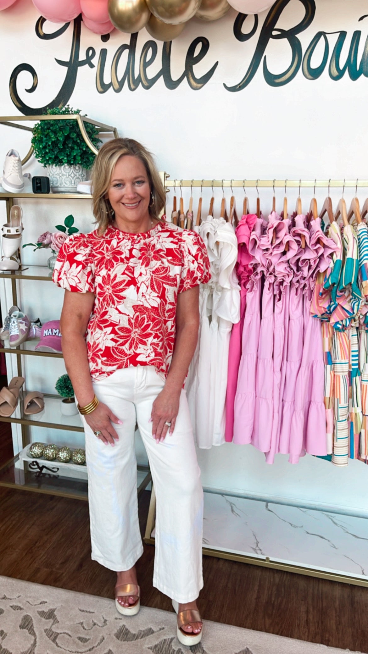 Macy Red Floral Blouse