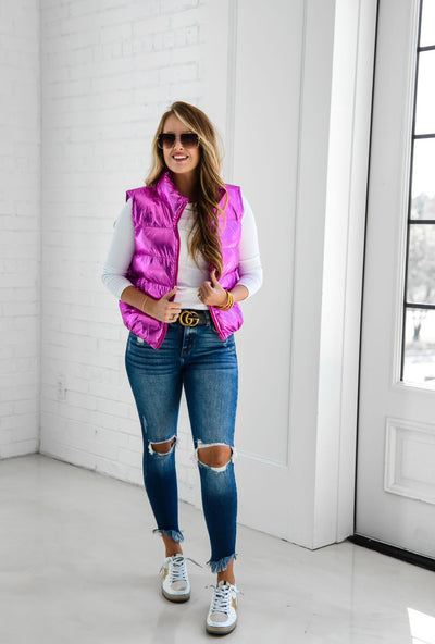 Metallic Pink Puffer Vest