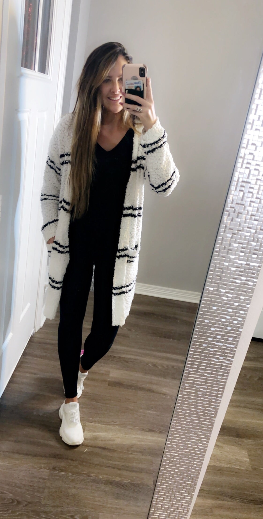 Cozy Popcorn Cardigan Looking at Christmas Lights - Fidèle by K Hill