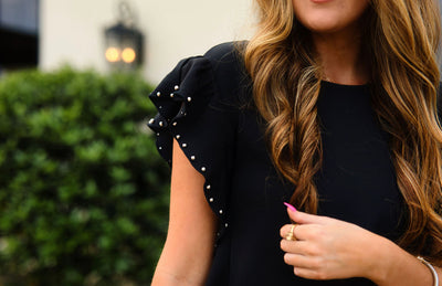 Wedding Guest Black Ruffle Dress
