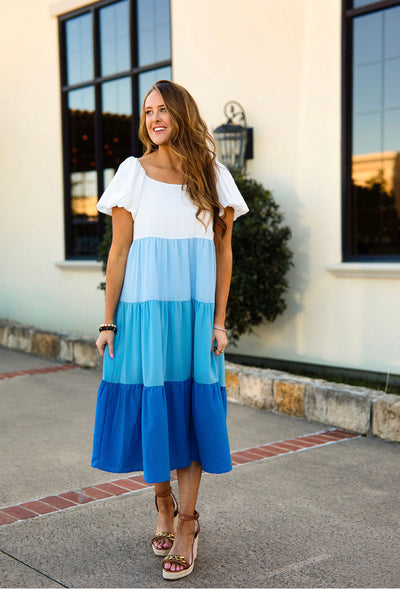 Blue Multi Midi Dress