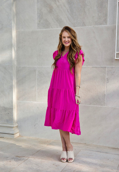 Evalee Pink Midi Dress