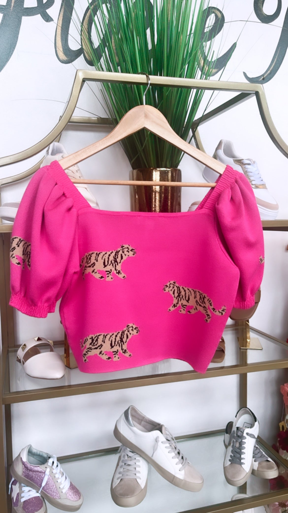 Pink Leopard Crop Sweater