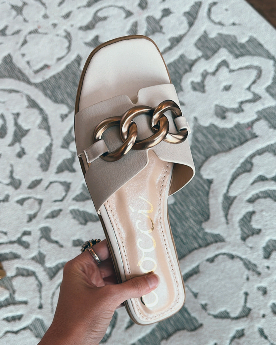 Cream Bronze Chain Sandal