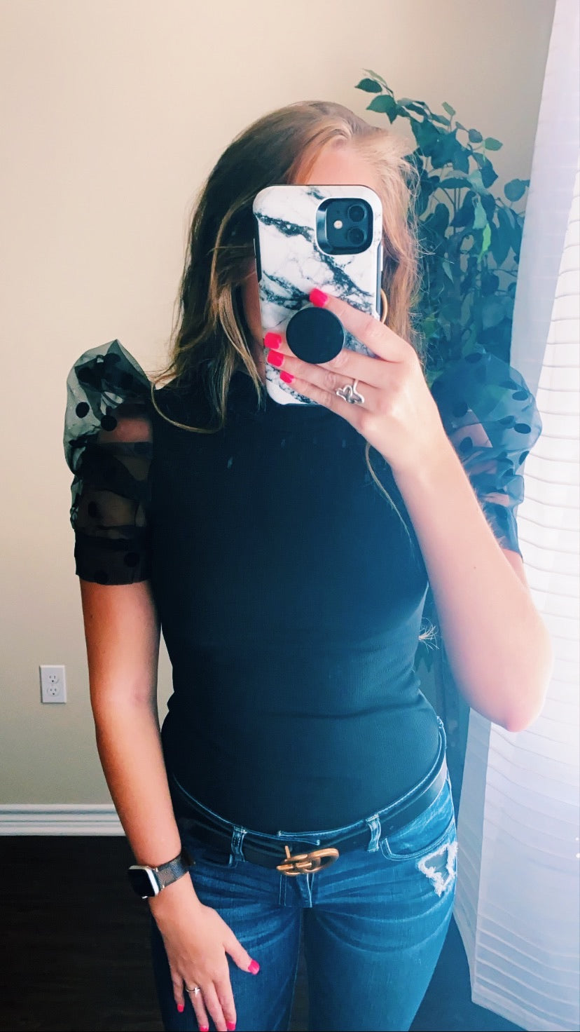 Lux Bold Sleeve Black Bodysuit