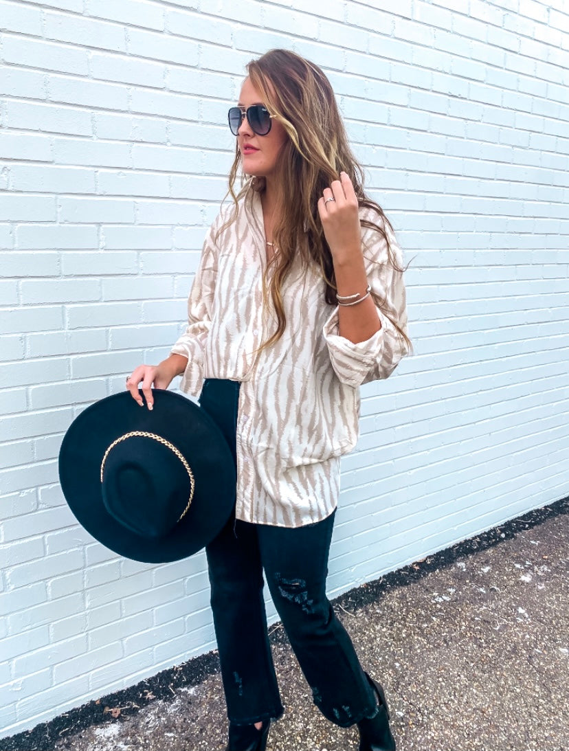 The Zebra Button Down Blouse