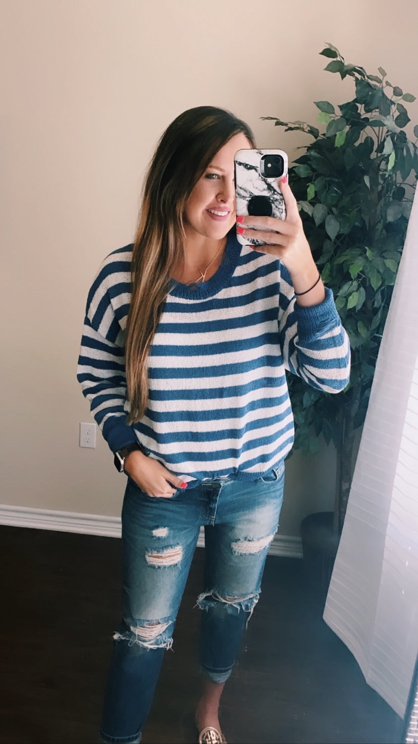 Navy Striped Sweater
