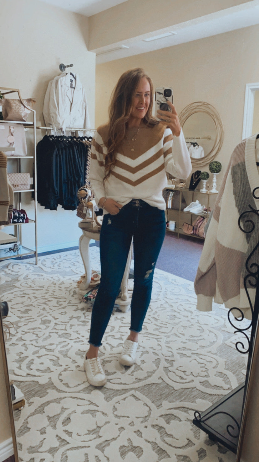 Mocha Ivory Relaxed Sweater