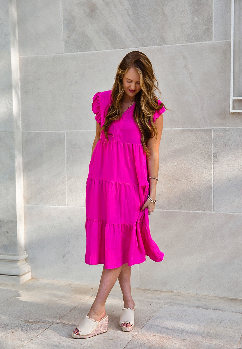 Evalee Pink Midi Dress