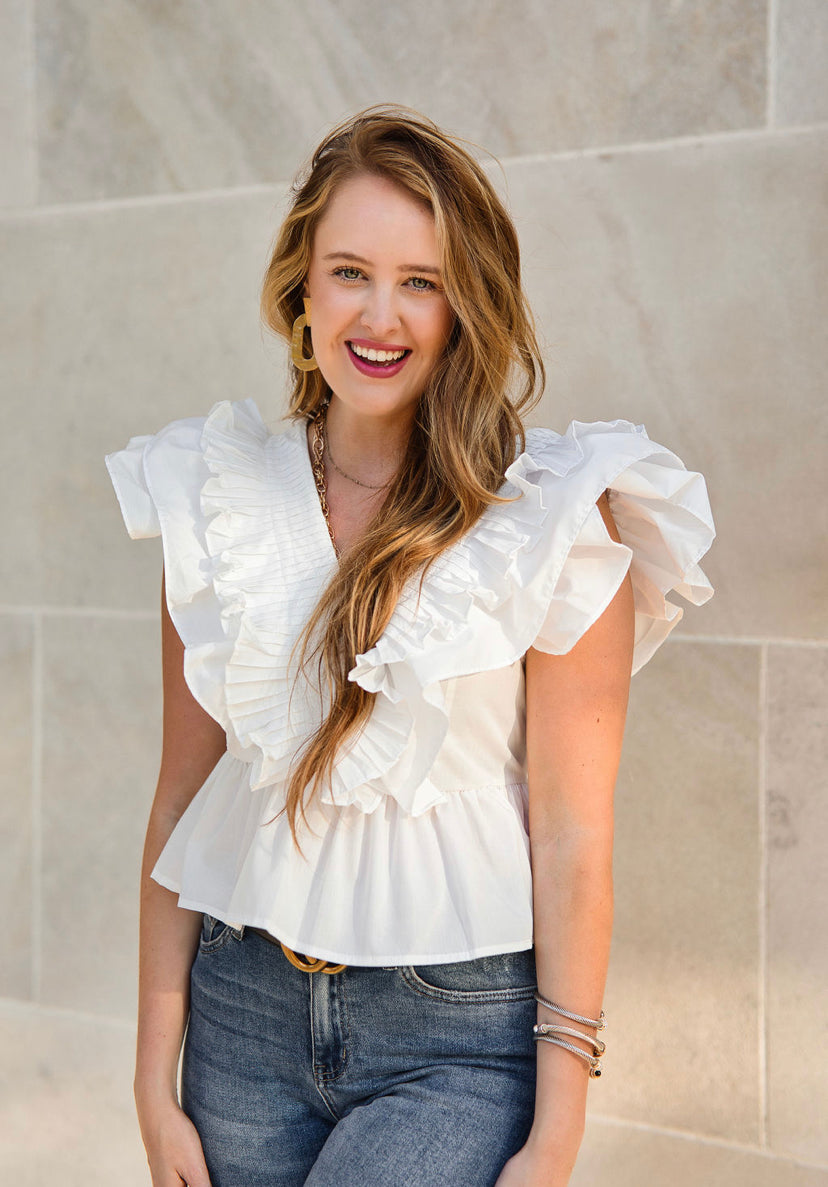 White Peplum Top