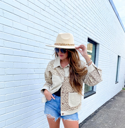 Beige Leopard Corduroy Jacket