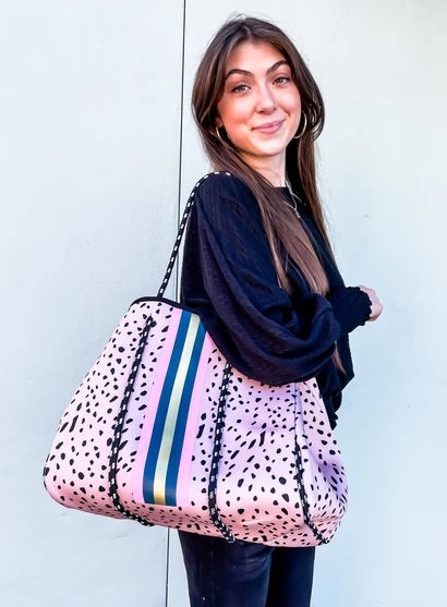 Pink Leopard Neoprene Bag with Coin Pouch
