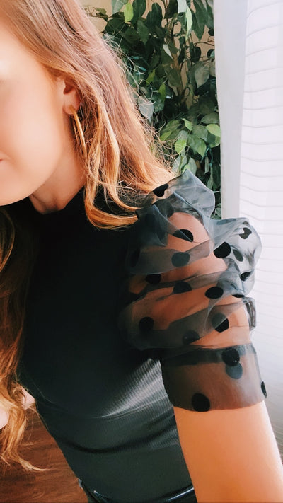 Lux Bold Sleeve Black Bodysuit
