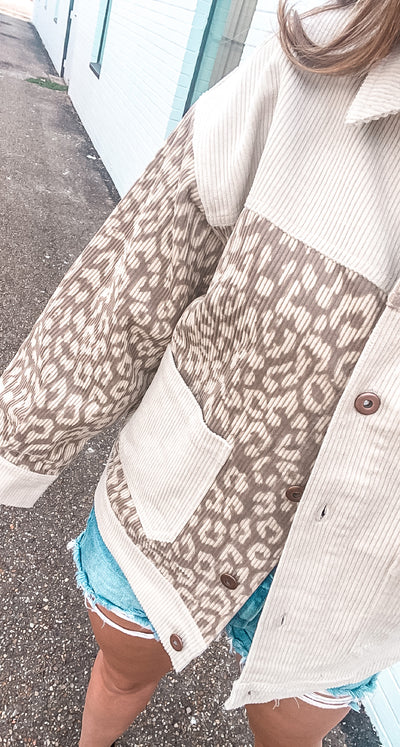 Beige Leopard Corduroy Jacket
