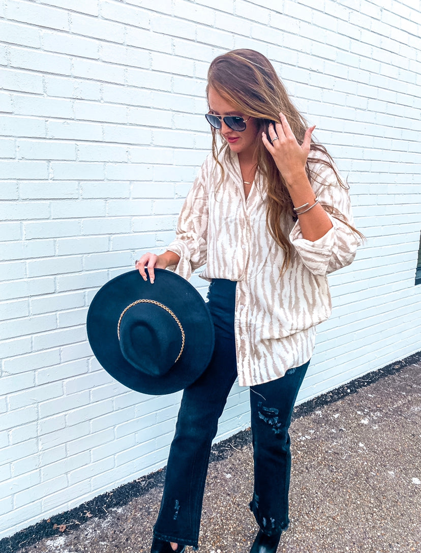 The Zebra Button Down Blouse