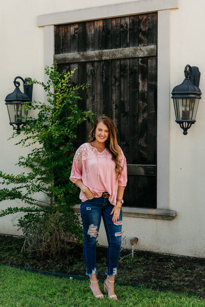Coral Lace Blouse