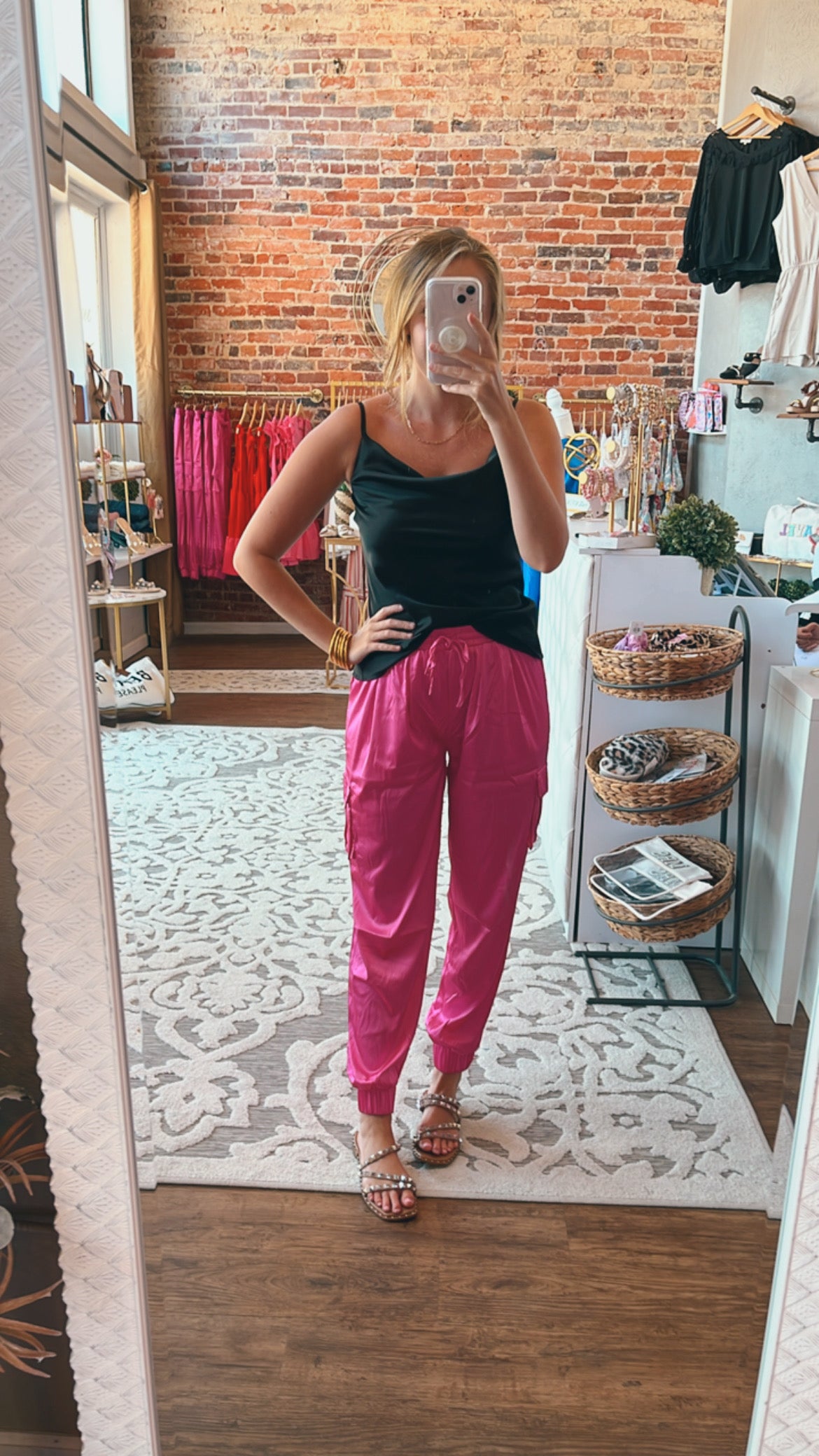 Magenta Satin Joggers