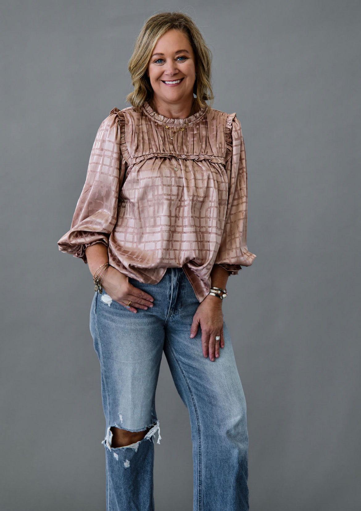 Metallic Mocha Blouse
