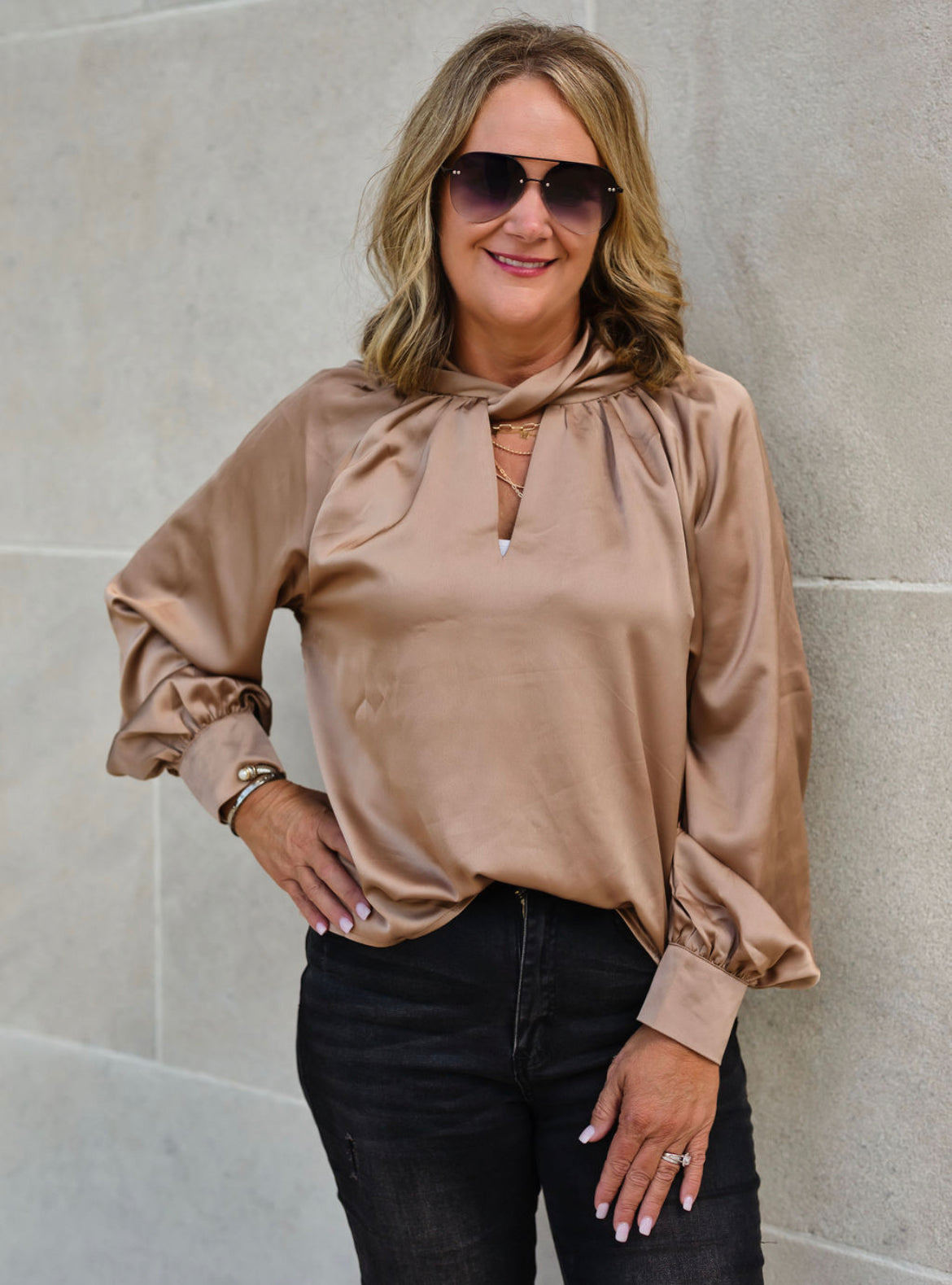 The Champagne Knotted Blouse