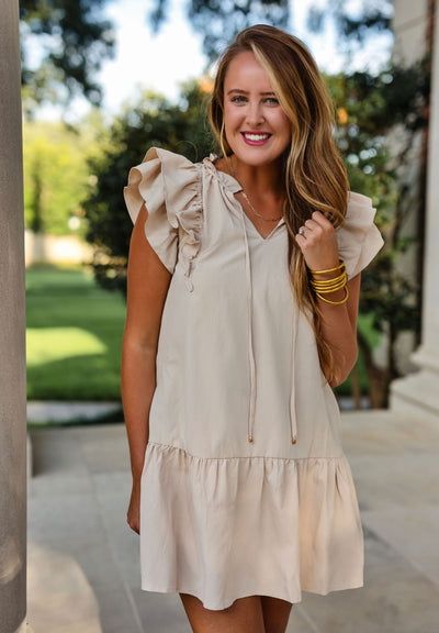 The Beige Fall Mini Dress