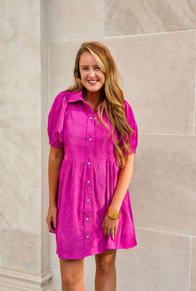 Magenta Corduroy Nashville Dress